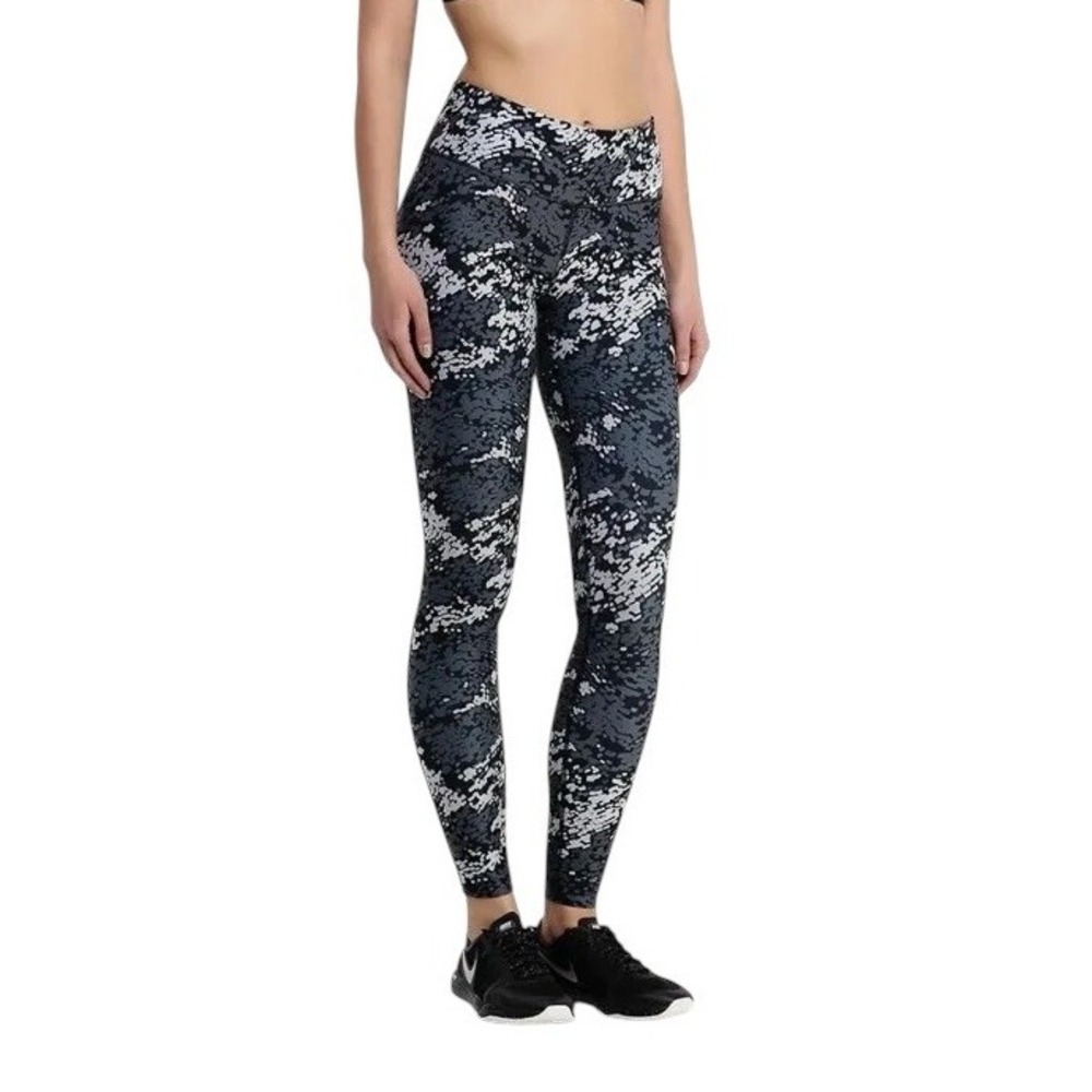 Nike Legend Poly Drift Black Grey Leggings Full Length High Rise Size Small